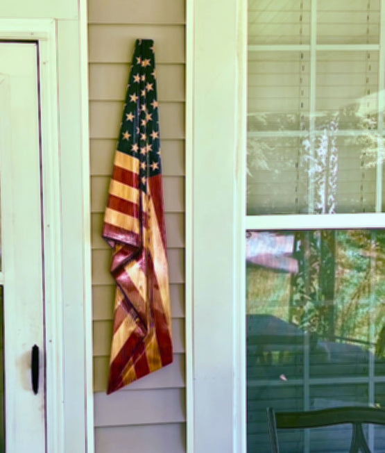 Hand-Carved 3D Wooden American Flag (Free Shipping!)