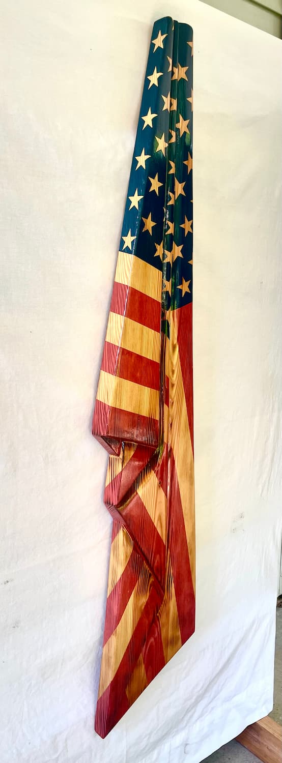 Hand-Carved 3D Wooden American Flag (Free Shipping!)
