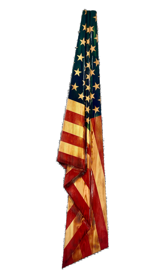 Hand-Carved 3D Wooden American Flag (Free Shipping!)