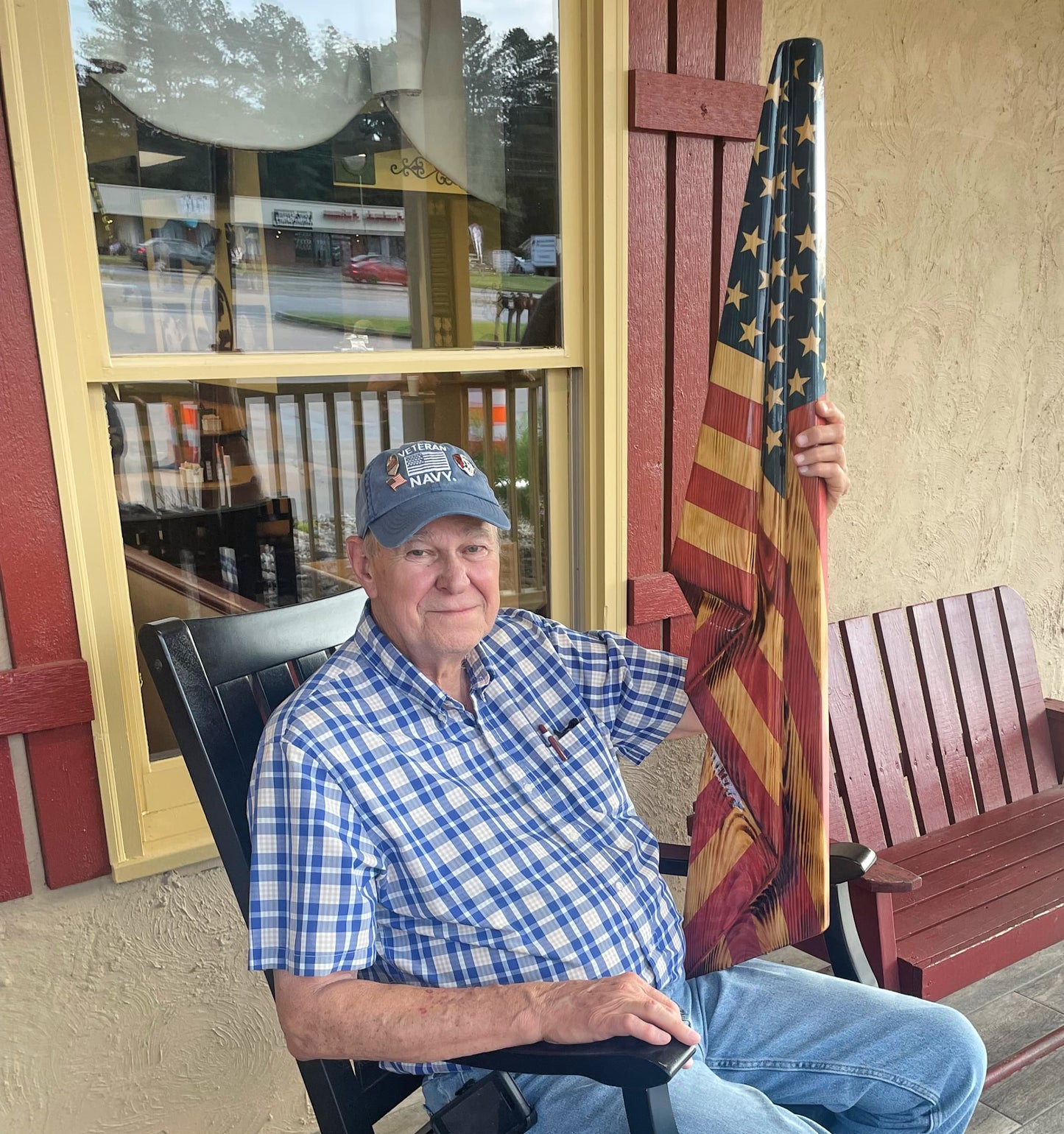 Hand-Carved 3D Wooden American Flag (Free Shipping!)