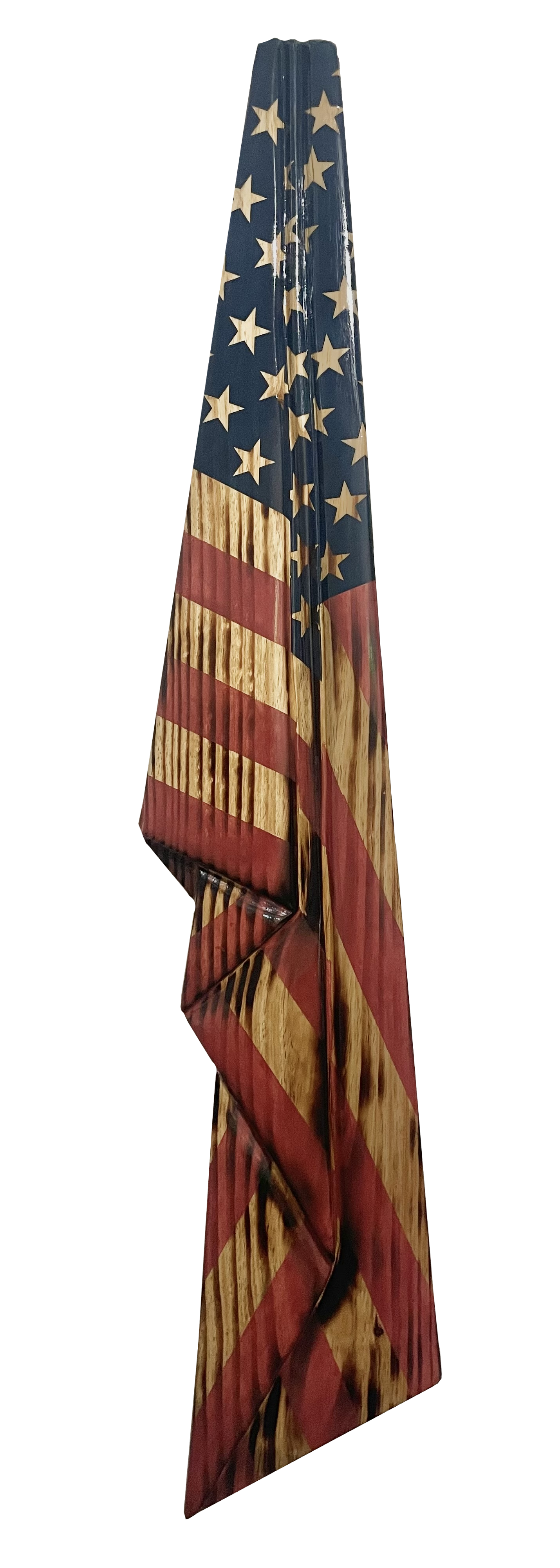 Hand-Carved 3D Wooden American Flag (Free Shipping!)