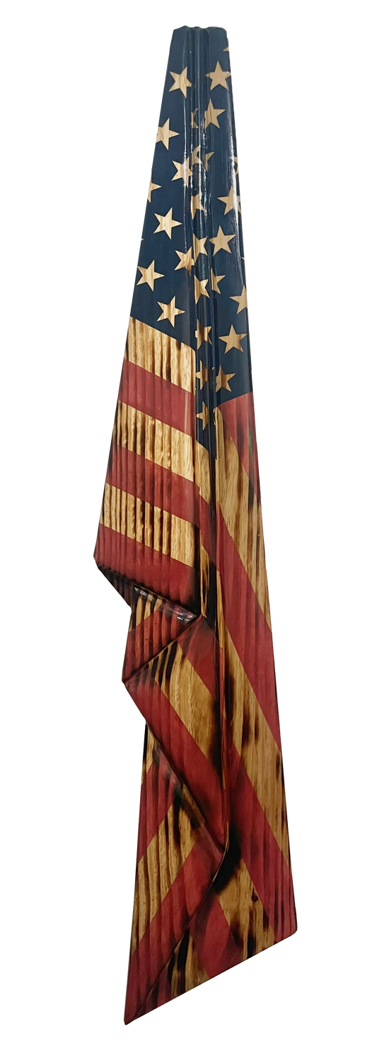 Hand-Carved 3D Wooden American Flag (Free Shipping!)